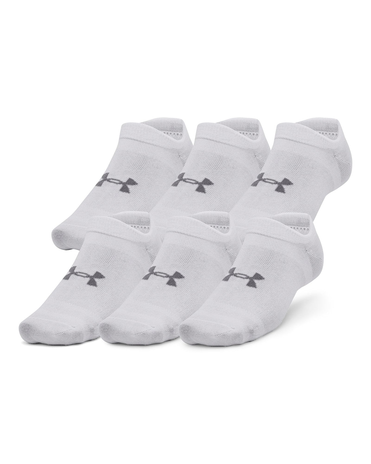 UA Essential Unisex 6-Pack No-Show Socks - White