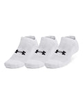 UA Training Cotton Unisex 3-Pack No Show Socks - White