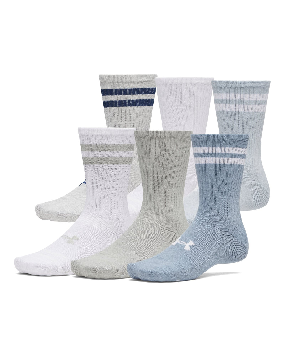 UA Essential Unisex 6-Pack Crew Socks - White