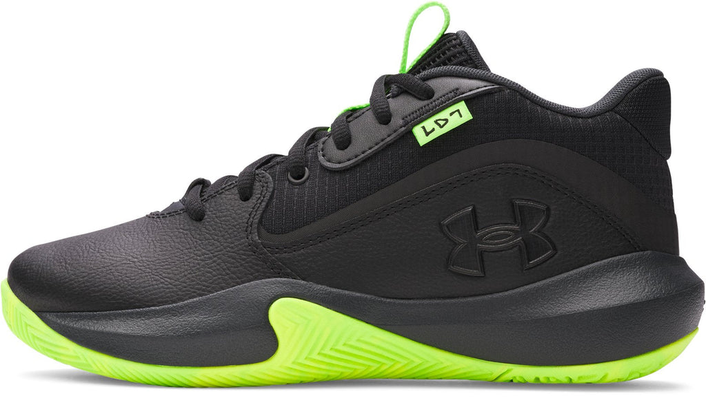 UA Lockdown 7 Grade School Basketball Shoes - Black