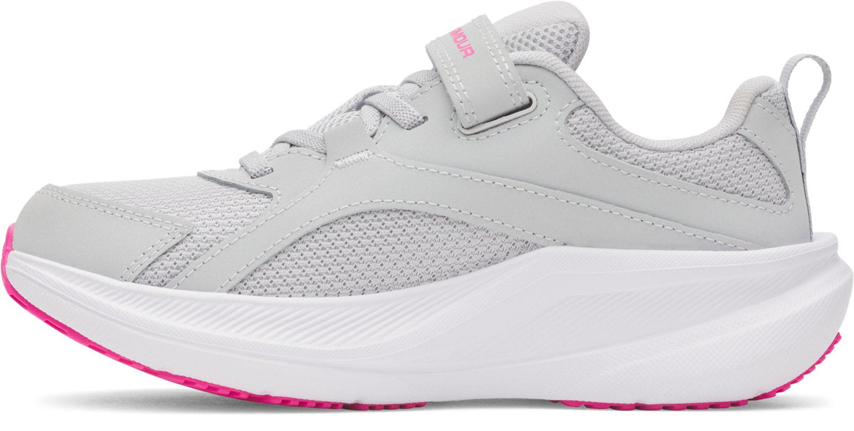 UA Charged+ Assert 11 Wide Girls' Pre-School Running Shoes - Gray