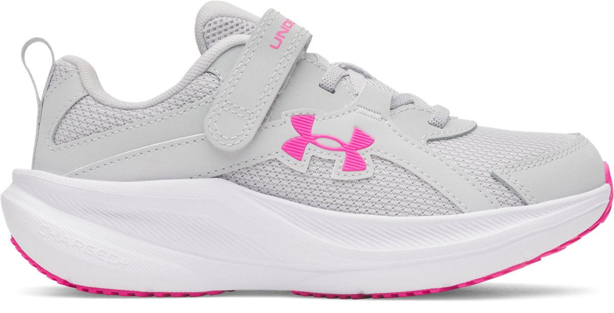 UA Charged+ Assert 11 Wide Girls' Pre-School Running Shoes - Gray