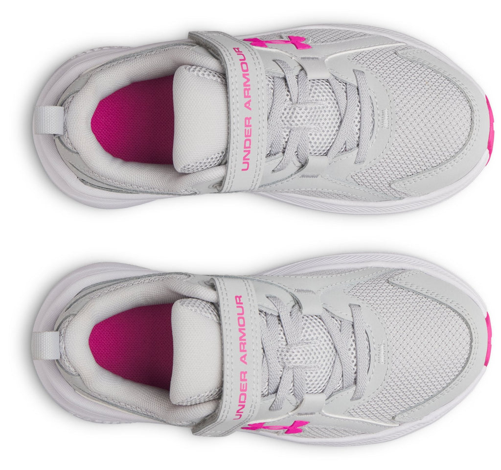UA Charged+ Assert 11 Wide Girls' Pre-School Running Shoes - Gray
