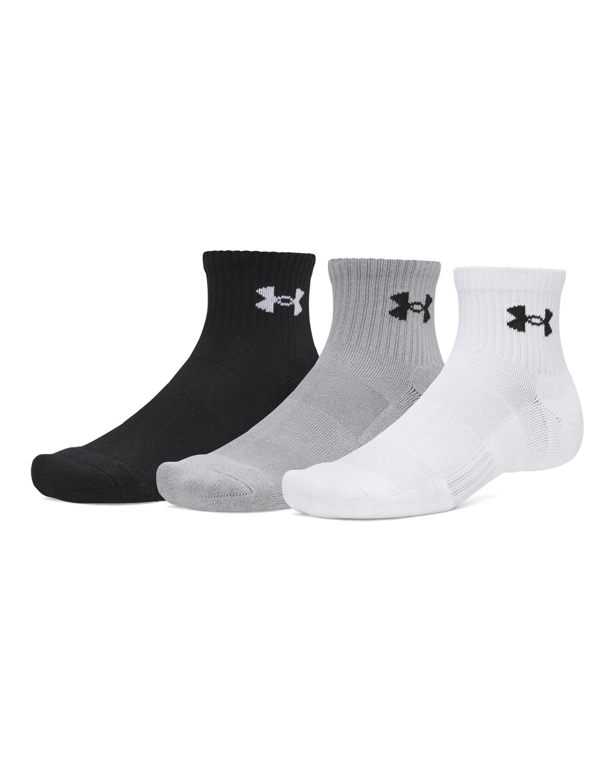 UA Performance Cotton Unisex 3-Pack Quarter Socks - White