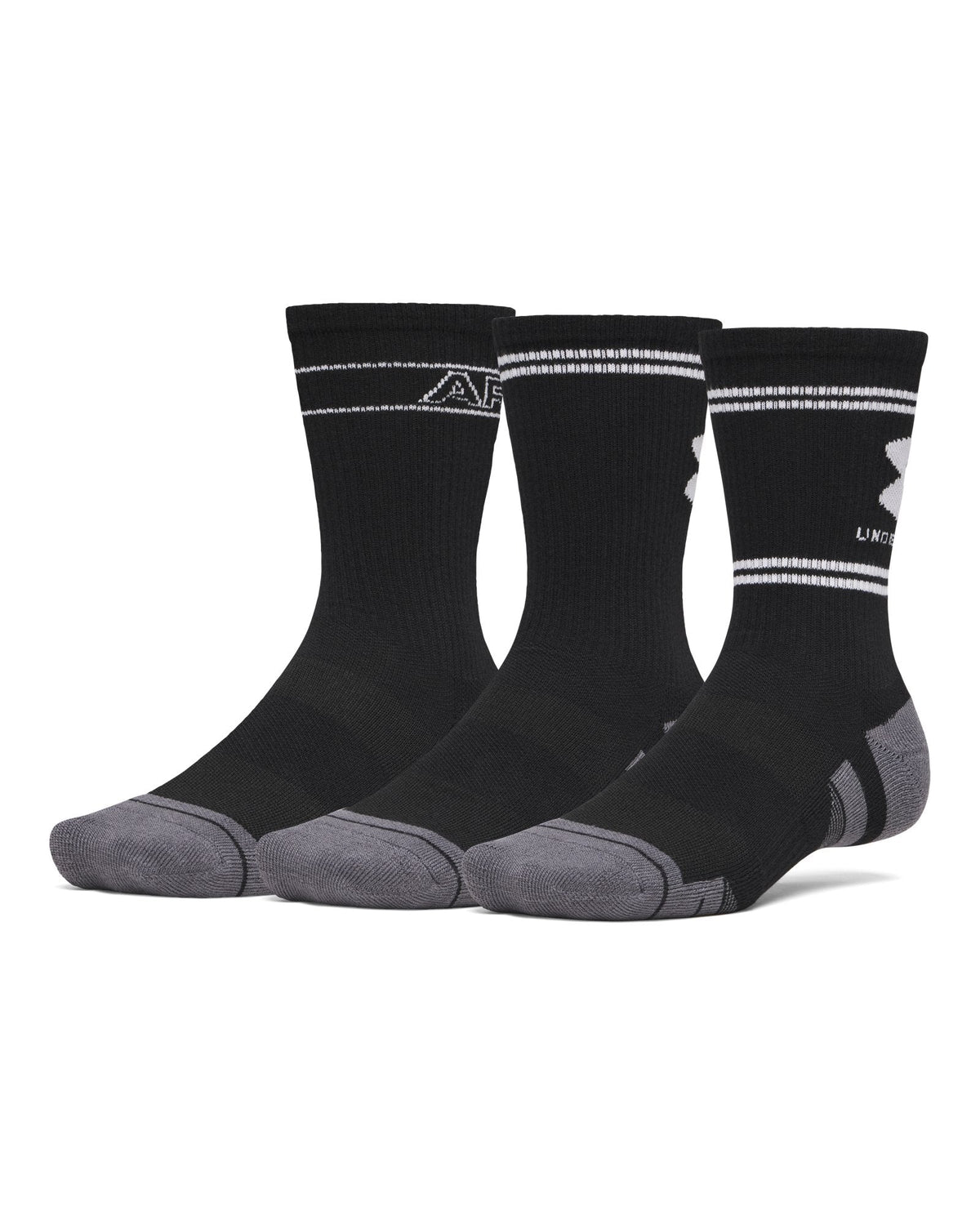 UA Performance Tech Unisex 3-Pack Crew Socks - Black