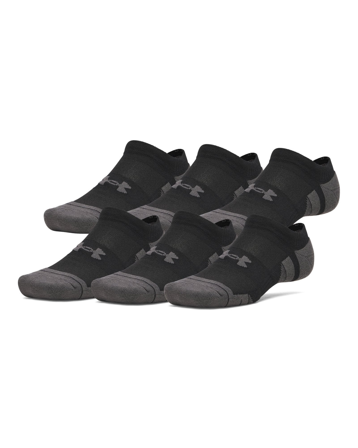 UA Performance Tech Unisex 6-Pack No Show Socks - Black