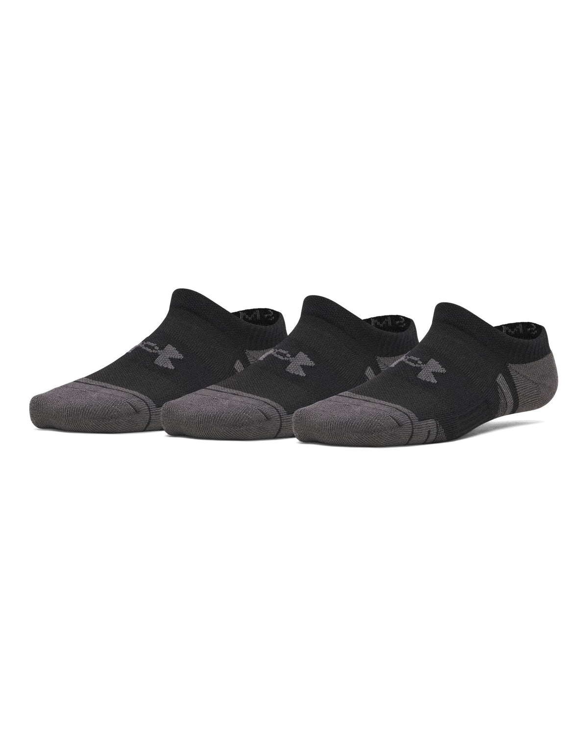 UA Performance Tech Kids' 3-Pack No Show Socks - Black