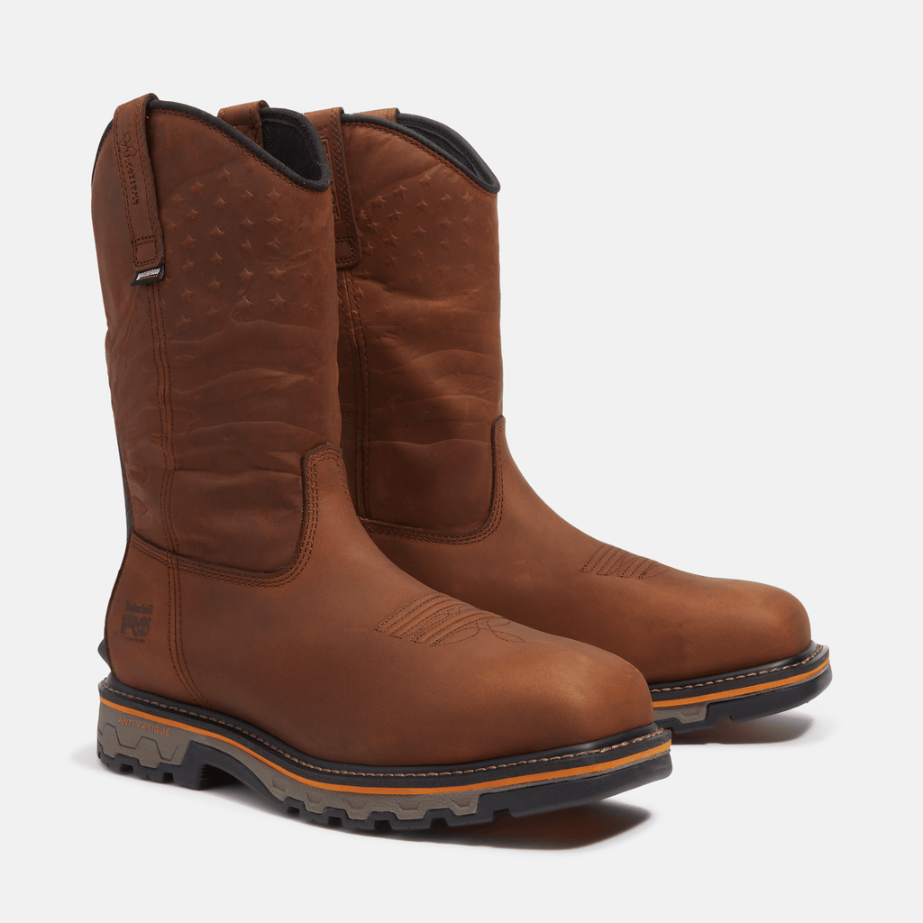 Mens True Grit USA PullOn Composite Toe Waterproof Work Boot TBL Medium Brown FullGrain ALT4