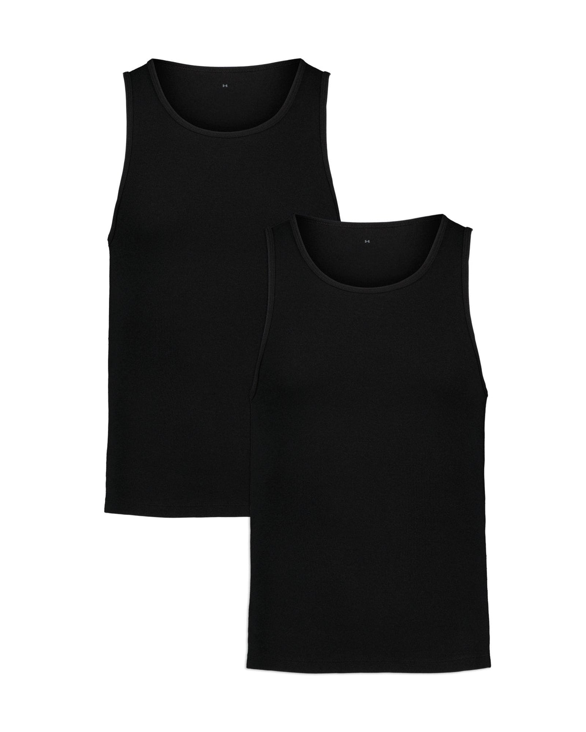 UA Performance Cotton Rib Men's 2-Pack Tank Undershirt - Black