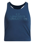 UA Motion Branded Girls' Crop Tank - Blue