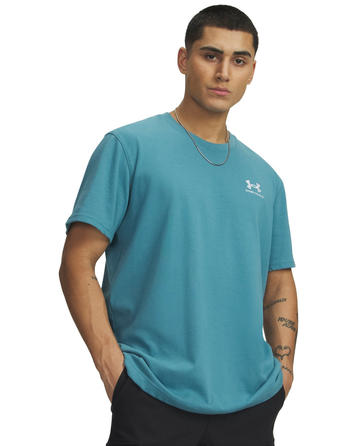 Men's UA Logo Embroidered Heavyweight Short Sleeve Men's Short Sleeve - Blue