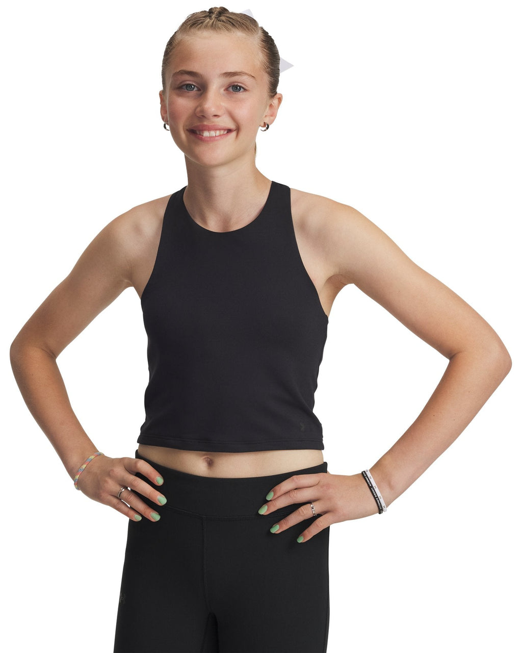 UA Motion Girls' Crop Tank - Black