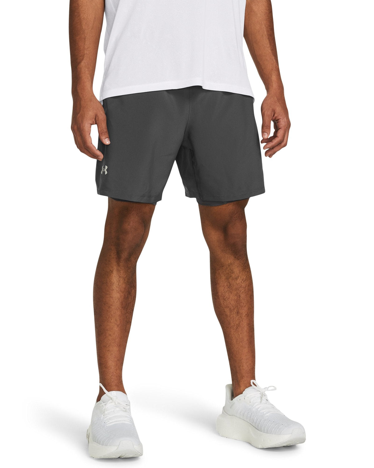 UA Launch Men's 2-in-1 7" Shorts - Gray