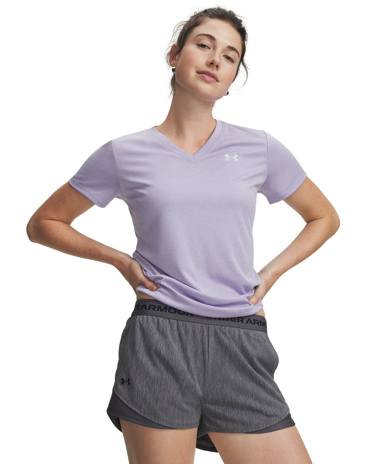 UA Tech™ Twist Women's V-Neck Short Sleeve - Purple