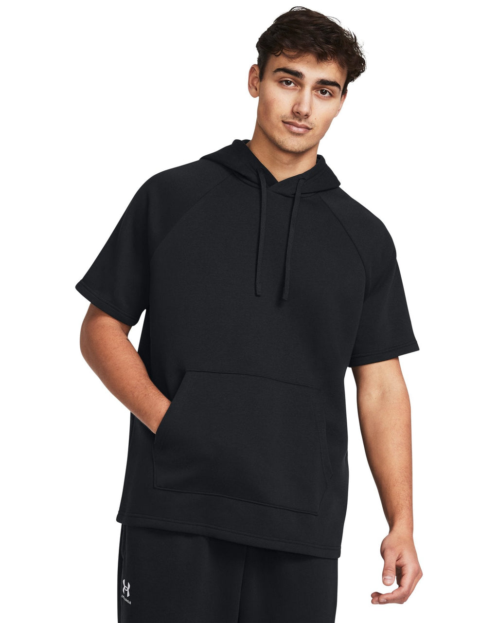 UA Rival Fleece Men's Short Sleeve Hoodie - Black