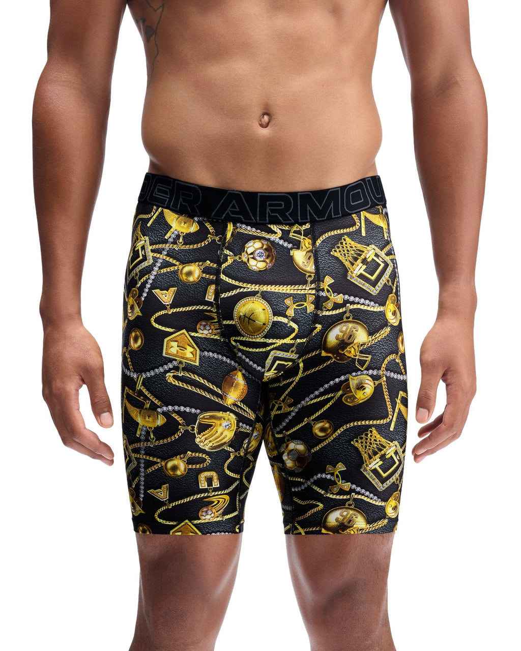 UA Performance Tech Mesh Graphic Men's 9" Boxerjock® - Black