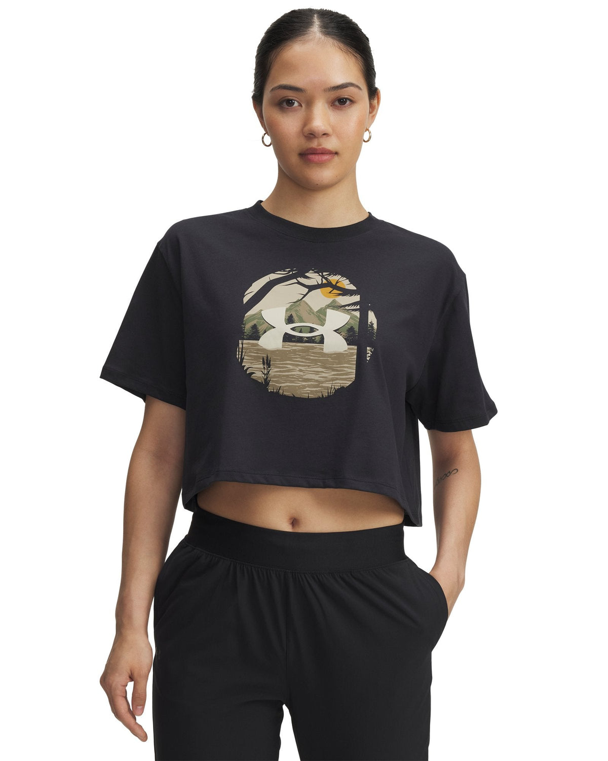 UA Outdoor Graphic Women's Crop Short Sleeve - Black