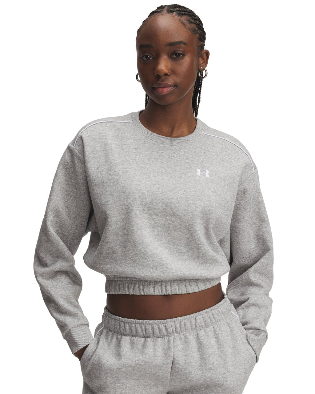 UA Rival Fleece Piped Women's Crew - Gray