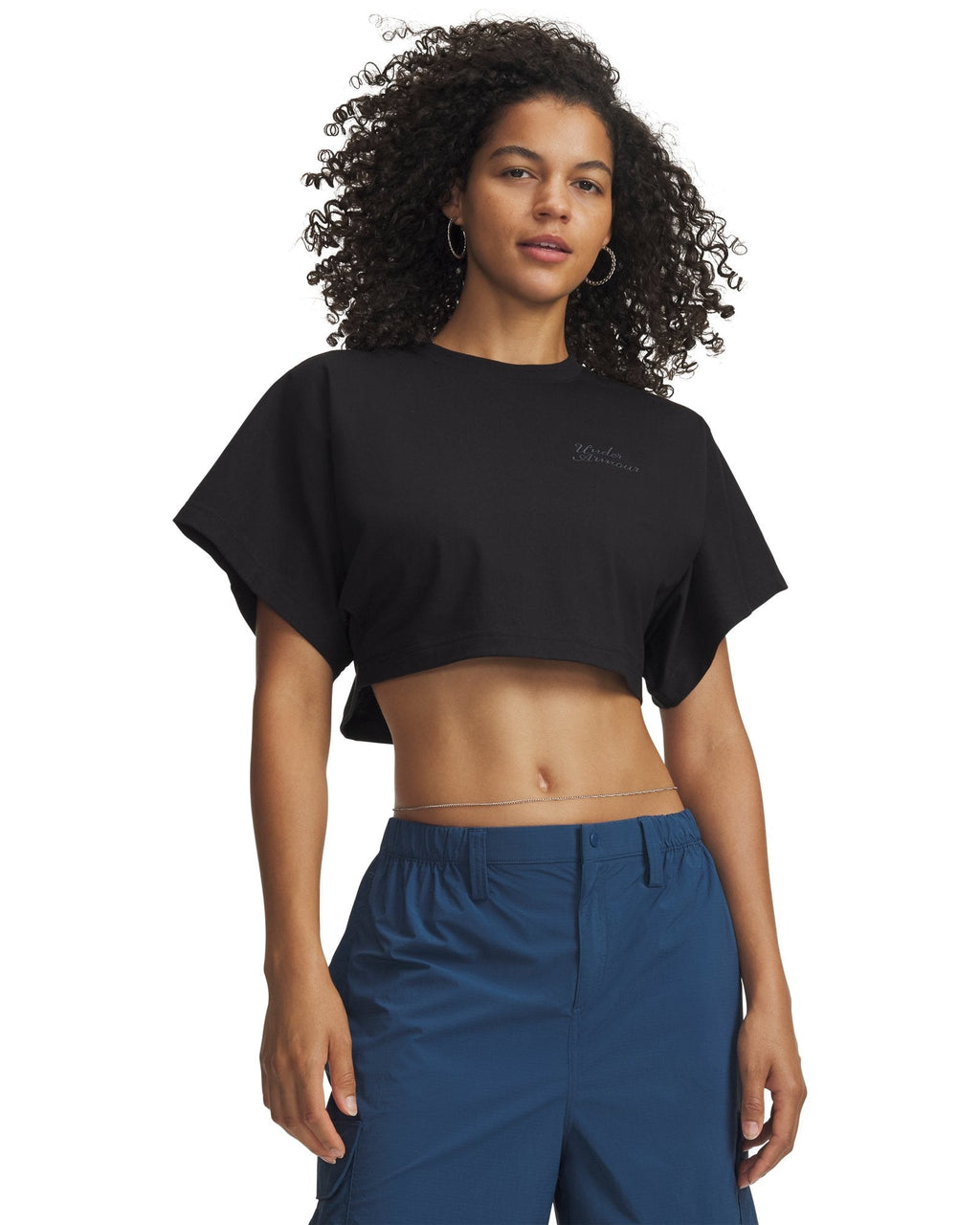 UA Cropped Script Women's Short Sleeve - Black