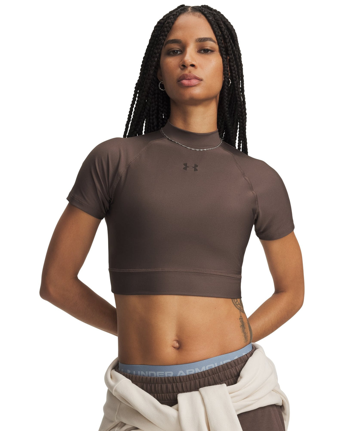 HeatGear® Women's Crop Mock Short Sleeve - Brown