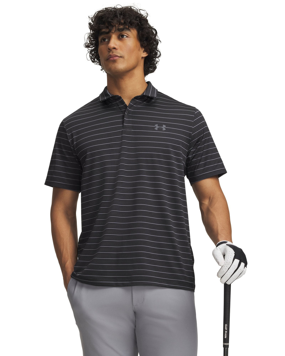 UA Matchplay Stripe Men's Polo - Black