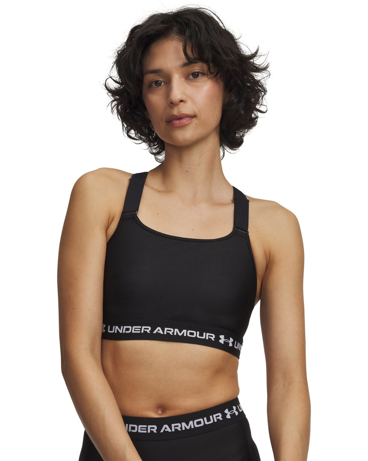 HeatGear® Crossback High Women's Sports Bra - Black