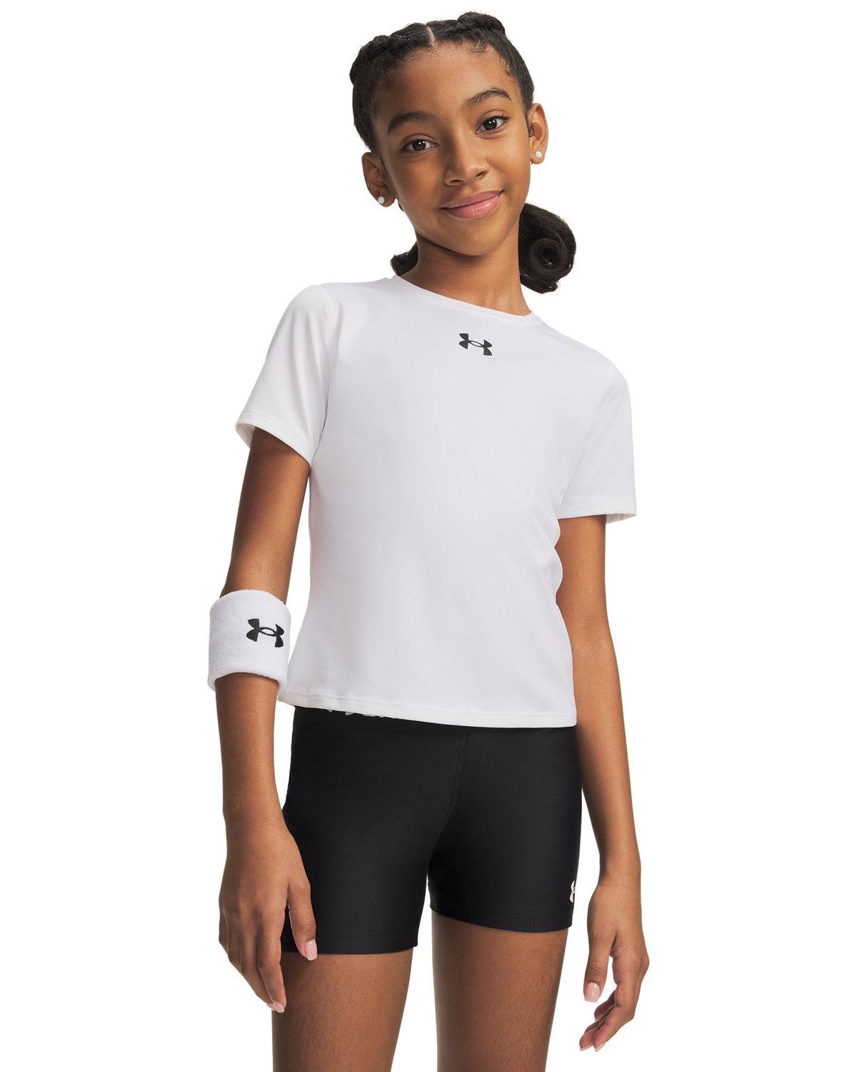 HeatGear® Girls' Short Sleeve - White