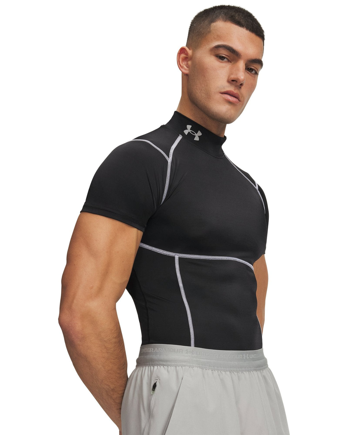 HeatGear® Elite Men's Compression Mock Short Sleeve - Black