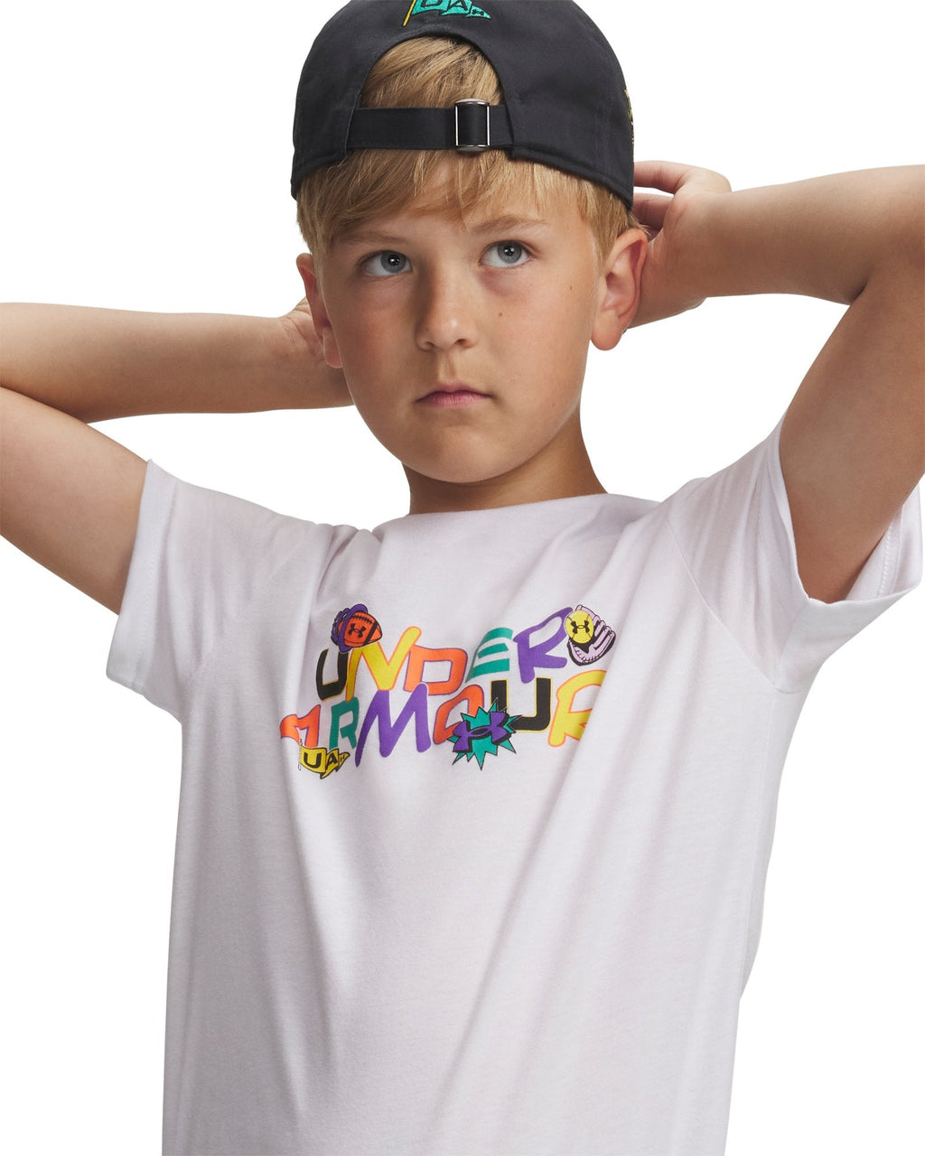 UA Patch Pack Wordmark Boys' Short Sleeve - White