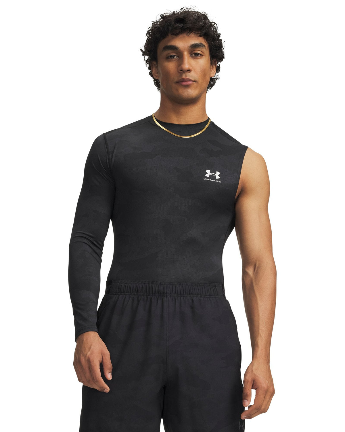 HeatGear® Asymmetrical Right Top Printed Men's Long Sleeve - Gray