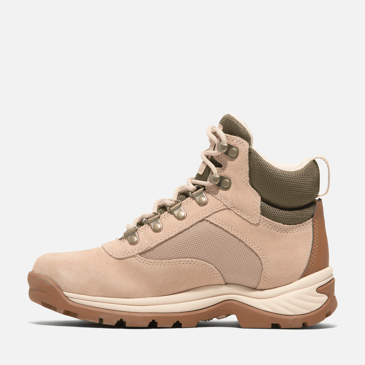 Womens White Ledge Mid Waterproof Hiking Boot TBL Light Beige Suede ALT6