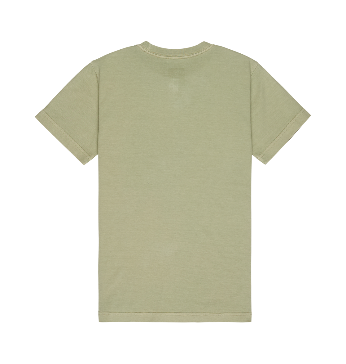 A relaxed fit, short-sleeve DC Speratic Tee Youth by DC Shoes in plain light olive green, shown from the back and laid flat on a white background.